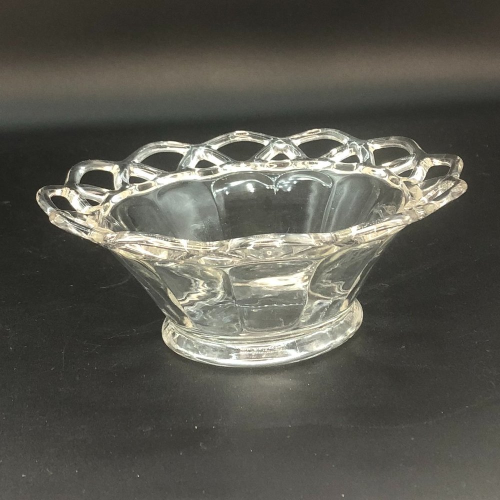 Imperial Glass CROCHETED CRYSTAL Open Edged Bowl -  Candy Bowl / Serving Bowl.